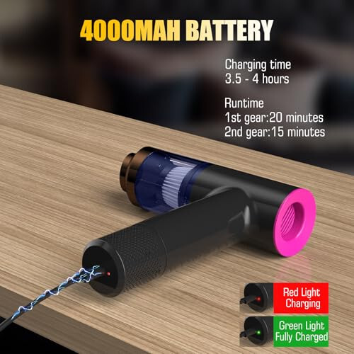 Handheld Car Vacuum Portable Cordless - Mini, Portable | Dual Suction (7500pa & 12000pa) | 4-in-1 Vacuum Cleaner, Blower, Inflator, Deflator & Air Duster for Car, Home, Kitchen, Pet Hair, Office Use - 3