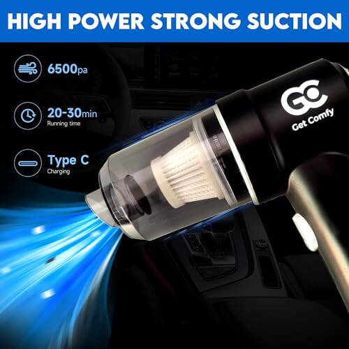 Get Comfy Handheld Car Vacuum Cleaner Cordless - High Power Mini Portable Wireless Car Vacuum Cleaner & Blower - Rechargeable and Powerful Suction with Charging Dock & Carry Bag - 12