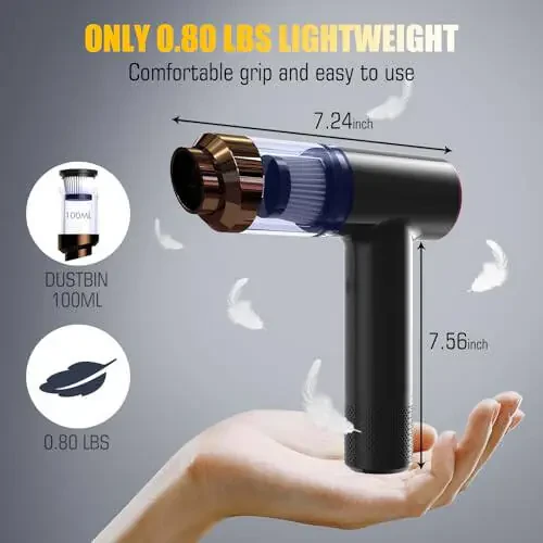 Get Comfy Handheld Car Vacuum Cleaner Cordless - High Power Mini Portable Wireless Car Vacuum Cleaner & Blower - Rechargeable and Powerful Suction with Charging Dock & Carry Bag - 4