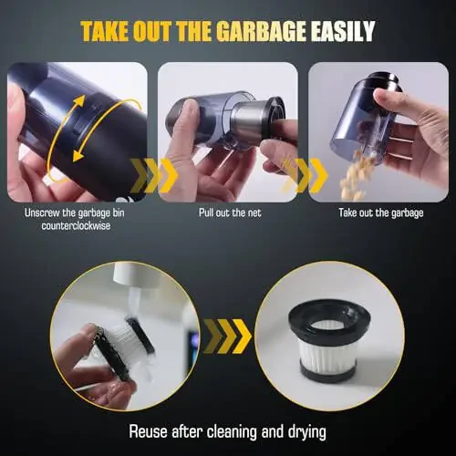 Get Comfy Handheld Car Vacuum Cleaner Cordless - High Power Mini Portable Wireless Car Vacuum Cleaner & Blower - Rechargeable and Powerful Suction with Charging Dock & Carry Bag - 5