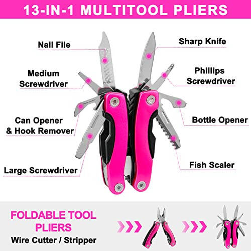 GETLMUL Pink Car Emergency Kit, Premium Roadside Emergency Car Accessories Kit with Jumper Cables, Flashlight, Shovel, Screwdriver Set, etc Car Accessories for Women - 4