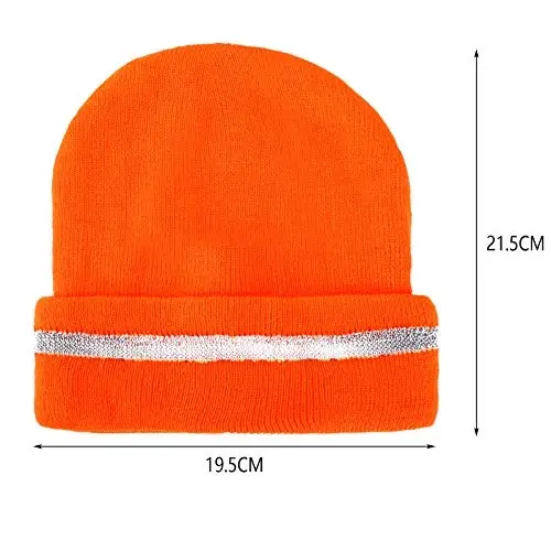 Geyoga 2 Pieces Adult Reflective Knit Beanie Hats Warm Winter Hats Headwear for Work Running - 5