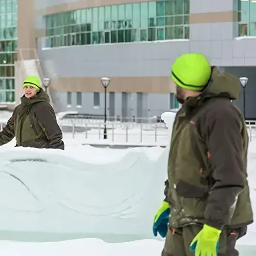 Geyoga 2 Pack Adult Reflective Knit Beanie Hats Warm Winter Headwear with Reflective Stripes for Outdoor Work, Running & More - 2