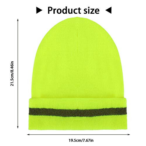 Geyoga 2 Pieces Adult Reflective Knit Beanie Hats Warm Winter Hats Headwear for Work Running - 5