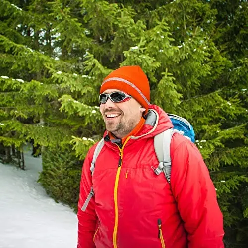 Geyoga 2 Pieces Adult Reflective Knit Beanie Hats Warm Winter Hats Headwear for Work Running - 3