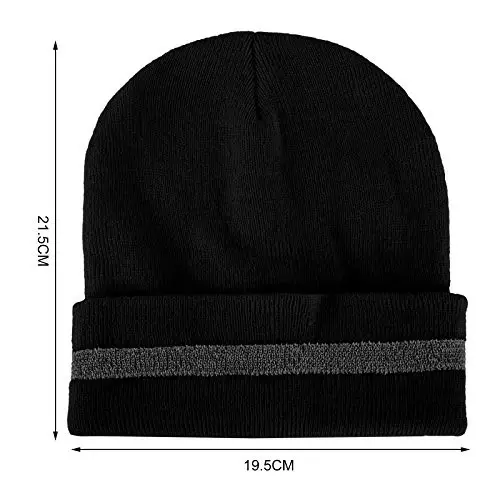 Geyoga 2 Pack Reflective Beanie Hat, High Visibility Knit Beanie with Reflective Strip, Night Running & Outdoor Work Safety - 5