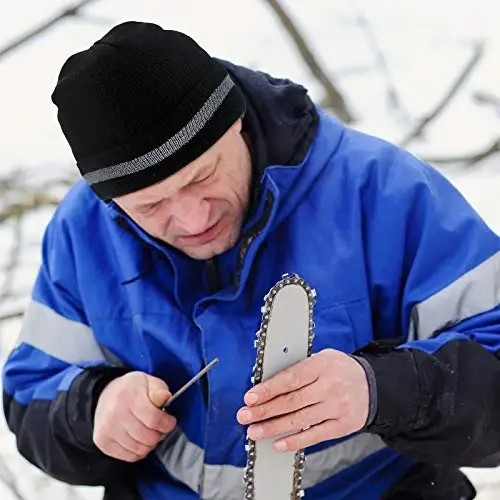 Geyoga 2 Pack Adult Reflective Knit Beanie Hats Warm Winter Headwear with Reflective Stripes for Outdoor Work, Running & More - 3