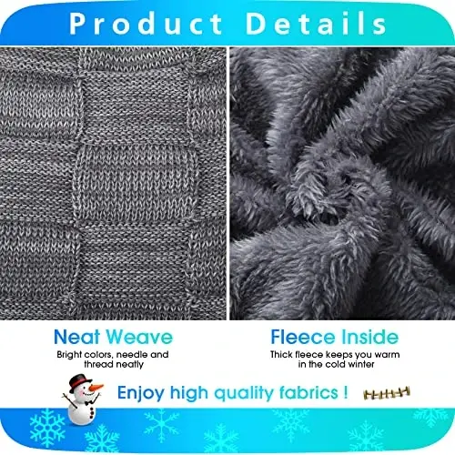 Geyoga 4 Pack Erkaklar uchun Qishki Shapkalar Beanie va Qo'lqoplar To'plami, Qishki Yumshoq Beanie Shlyapa Issiq Qo'lqoplar Astarli Trikotaj Qalin - 3