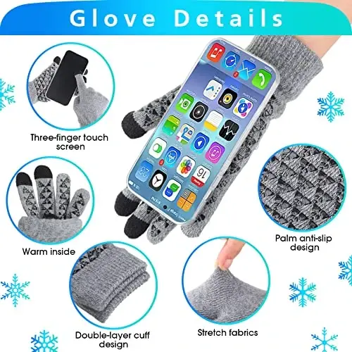Geyoga 4 Pack Erkaklar uchun Qishki Shapkalar Beanie va Qo'lqoplar To'plami, Qishki Yumshoq Beanie Shlyapa Issiq Qo'lqoplar Astarli Trikotaj Qalin - 4