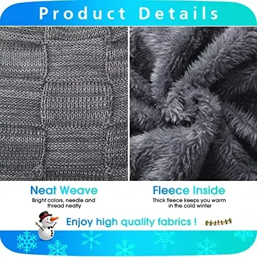 Geyoga 4 Pack Erkaklar uchun Qishki Shapkalar Beanie va Qo'lqoplar To'plami, Qishki Yumshoq Beanie Shlyapa Issiq Qo'lqoplar Astarli Trikotaj Qalin - 3