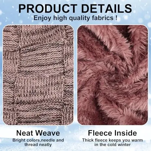 Geyoga 4 Pack Winter Hats for Men Beanie and Gloves Set, Winter Slouchy Beanie Hat Warm Gloves Lined Knit Thick - 3