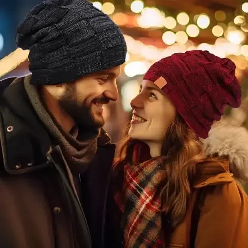 Geyoga erkaklar uchun 4 dona qishki shapka, shapka va qo'lqop to'plami, qishki shapka, issiq qo'lqoplar, trikotaj qalin - 6