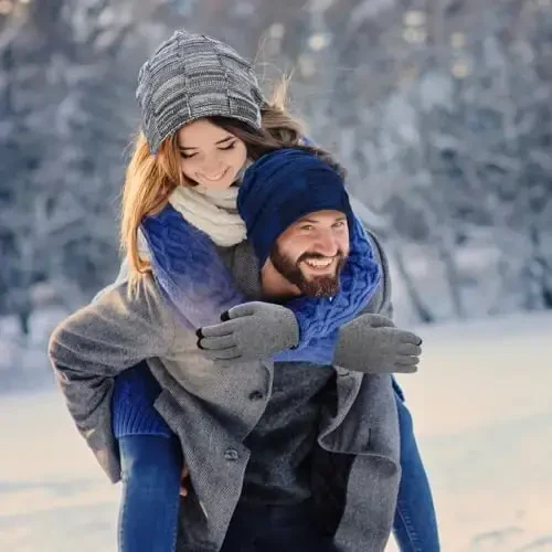 Geyoga Erkaklar uchun 4 dona Qishki Shlyapalar To'plami Beanie va Qo'lqoplar To'plami, Qishki Beanie Shlyapa Issiq Qo'lqoplar Triko Qalin - 6