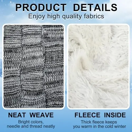 Geyoga Erkaklar uchun 4 dona Qishki Shlyapalar To'plami Beanie va Qo'lqoplar To'plami, Qishki Beanie Shlyapa Issiq Qo'lqoplar Triko Qalin - 3