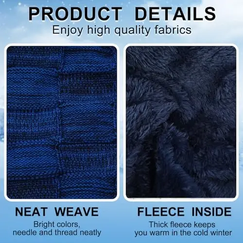 Geyoga 4 Pack Winter Hats for Men Beanie and Gloves Set, Winter Slouchy Beanie Hat Warm Gloves Lined Knit Thick - 3