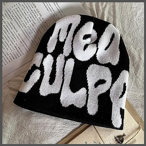 GFLPO MEA Culpa Beanie Y2k Beanie Women Beanie Y2k Hat Graphic Beanie Winter Hat Knit Skull Cap Knitted Cap Y2k Accessories - 3