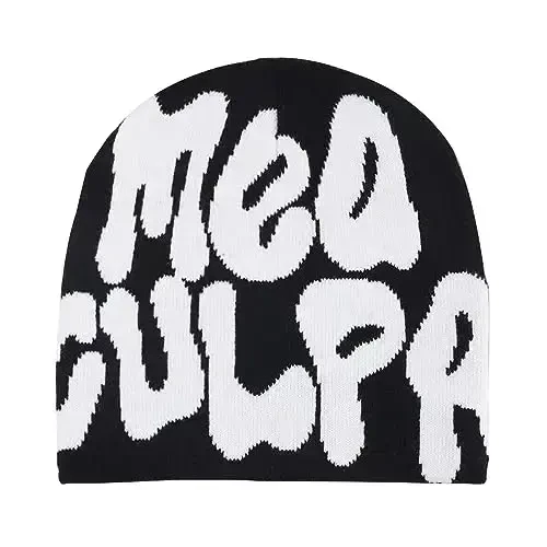 GFLPO MEA Culpa Beanie Y2k Beanie Women Beanie Y2k Hat Graphic Beanie Winter Hat Knit Skull Cap Knitted Cap Y2k Accessories 