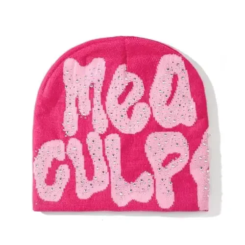 GFLPO MEA Culpa Beanie Y2k Beanie Women Beanies Y2k Hat Graphic Beanies Winter Hat Knit Skull Cap Knitted Cap Y2k Accessories - 1