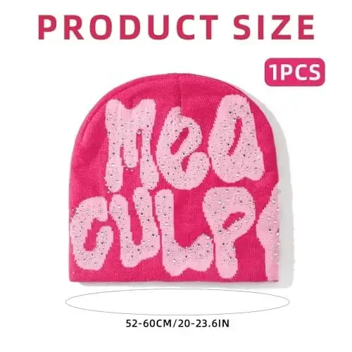 GFLPO MEA Culpa Beanie Y2k Beanie Women Beanies Y2k Hat Graphic Beanies Winter Hat Knit Skull Cap Knitted Cap Y2k Accessories - 2