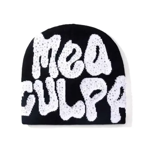 GFLPO MEA Culpa Beanie Y2k Beanie Women Beanies Y2k Hat Graphic Beanies Winter Hat Knit Skull Cap Knitted Cap Y2k Accessories 