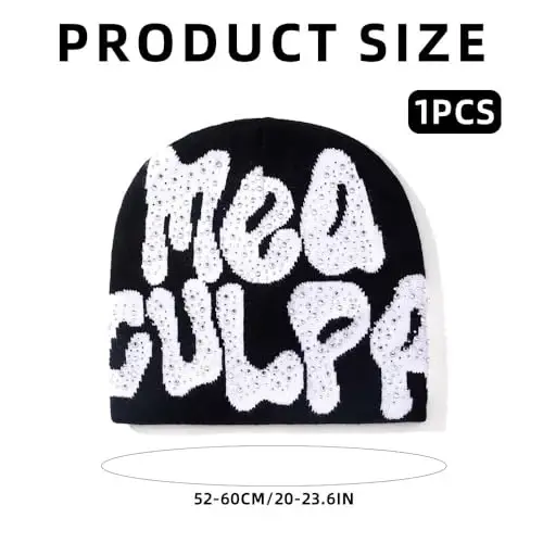GFLPO MEA Culpa Beanie Y2k Beanie Women Beanies Y2k Hat Graphic Beanies Winter Hat Knit Skull Cap Knitted Cap Y2k Accessories - GFLPO (1)