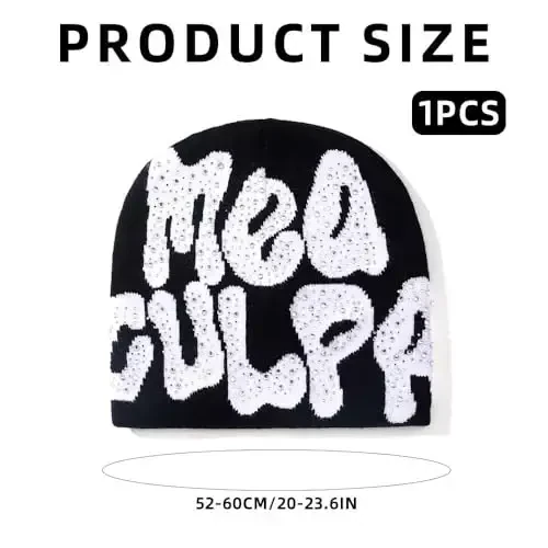 GFLPO MEA Culpa Beanie Y2k Beanie Women Beanies Y2k Hat Graphic Beanies Winter Hat Knit Skull Cap Knitted Cap Y2k Accessories - 2