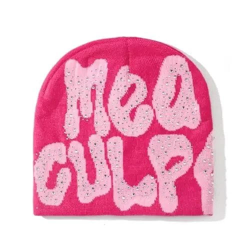 GFLPO MEA Culpa Beanie Y2k Beanie Women Beanies Y2k Hat Graphic Beanies Winter Hat Knit Skull Cap Knitted Cap Y2k Accessories - GFLPO