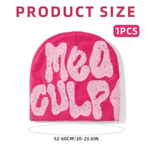 GFLPO MEA Culpa Beanie Y2k Beanie Women Beanies Y2k Hat Graphic Beanies Winter Hat Knit Skull Cap Knitted Cap Y2k Accessories - GFLPO (1)