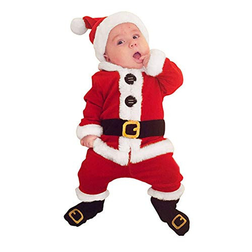 ggudd Baby Boys Christmas Coats Tops+Pants+Hat+Socks 4 Pieces Santa Clothes Sets - 2