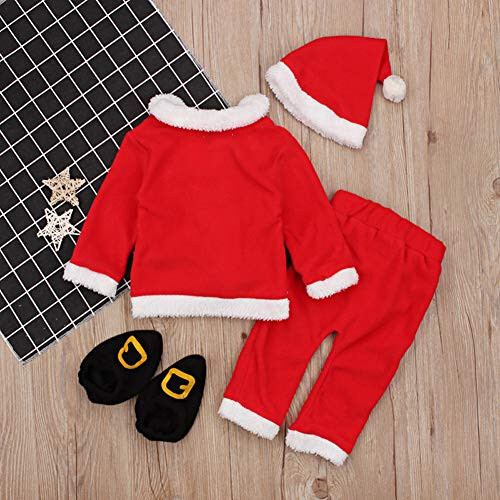 ggudd Baby Boys Christmas Coats Tops+Pants+Hat+Socks 4 Pieces Santa Clothes Sets - 4