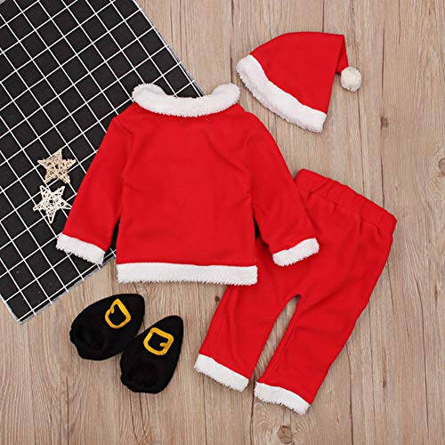 ggudd Bebek Erkek Noel Montları Üstler+Pantolonlar+Şapka+Çoraplar 4 Parça Noel Baba Kıyafet Setleri - 4