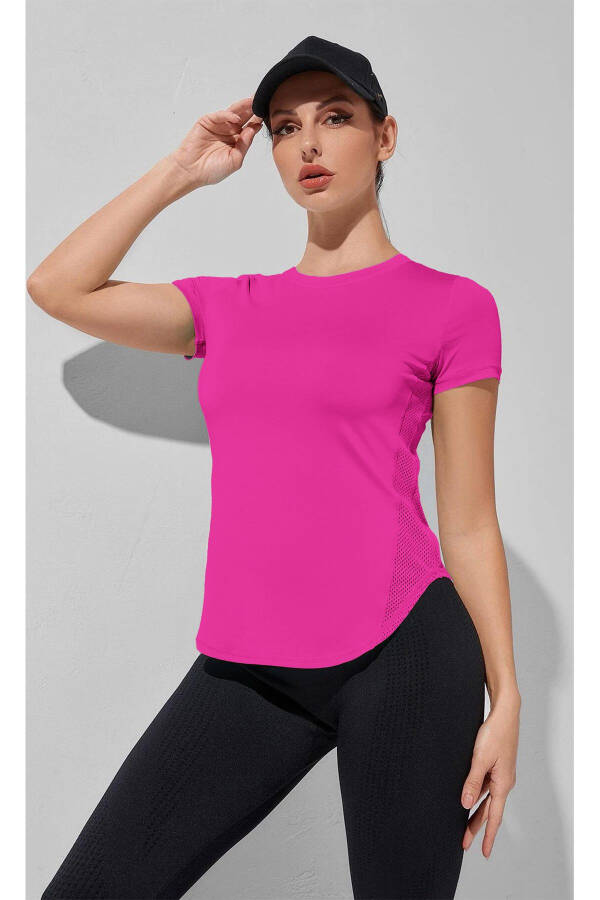 Ghassy Co. Ayollar uchun Dry Fit Running Yoga Tez Quriydi Namlikni Yutadigan To'rli Yonli Havoni O'tkazuvchi Sport T-shirt - 1