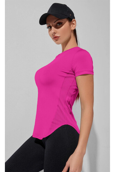 Ghassy Co. Ayollar uchun Dry Fit Running Yoga Tez Quriydi Namlikni Yutadigan To'rli Yonli Havoni O'tkazuvchi Sport T-shirt - GHASSY CO (1)