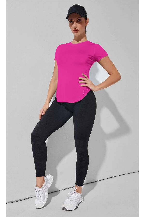 Ghassy Co. Ayollar uchun Dry Fit Running Yoga Tez Quriydi Namlikni Yutadigan To'rli Yonli Havoni O'tkazuvchi Sport T-shirt - 3