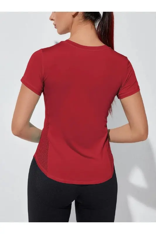 Ghassy Co. Ayollar uchun Dry Fit Running Yoga Tez Quriydigan Namlikni So'ruvchi Yon Tomonlari To'rli Havoni O'tkazuvchi Sport Futbolkasi - 3