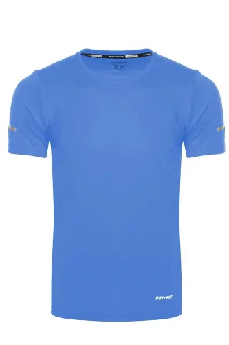 Ghassy Co. Erkek Nem Emici Hızlı Kuruma Atletik Teknik Performans Spor T-shirt-AÇIK MAVİ - GHASSY CO (1)