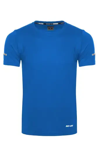 Ghassy Co. Erkek Nem Emici Hızlı Kuruma Atletik Teknik Performans Spor T-shirt-MAVİ - 2