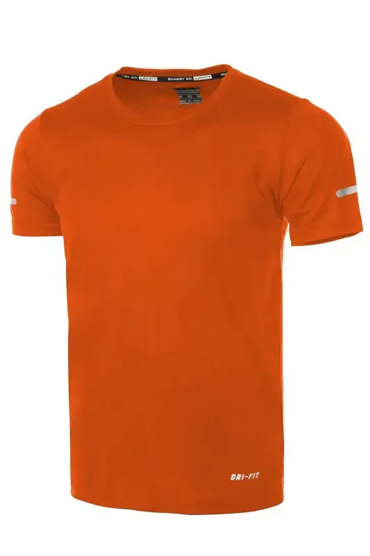 Ghassy Co. Erkek Nem Emici Hızlı Kuruma Atletik Teknik Performans Spor T-shirt-TURUNCU - 1