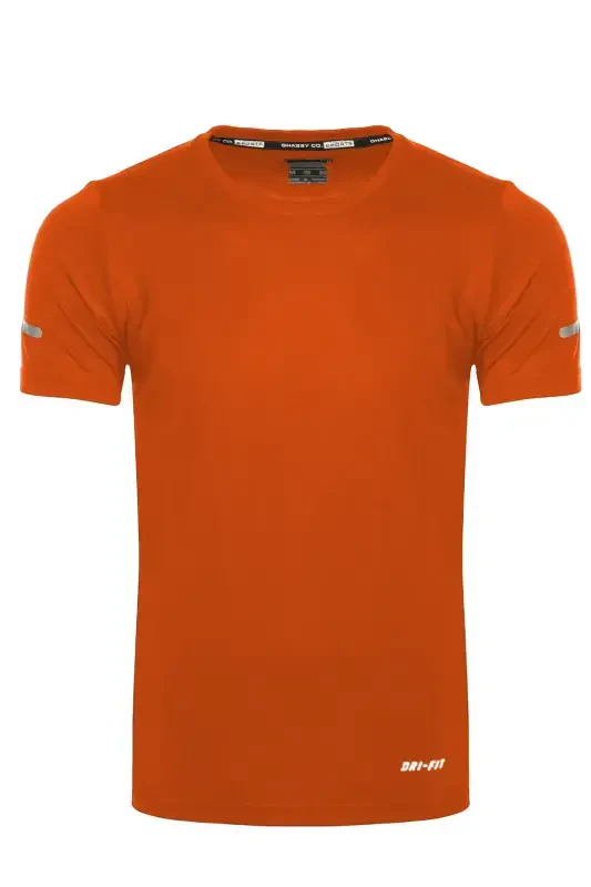 Ghassy Co. Erkek Nem Emici Hızlı Kuruma Atletik Teknik Performans Spor T-shirt-TURUNCU - 2