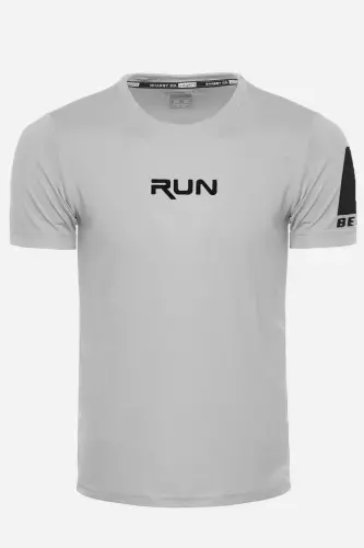 Ghassy Co. Erkek Nem Emici Hızlı Kuruma Performans Running Spor T-shirt - AÇIK GRİ - GHASSY CO (1)