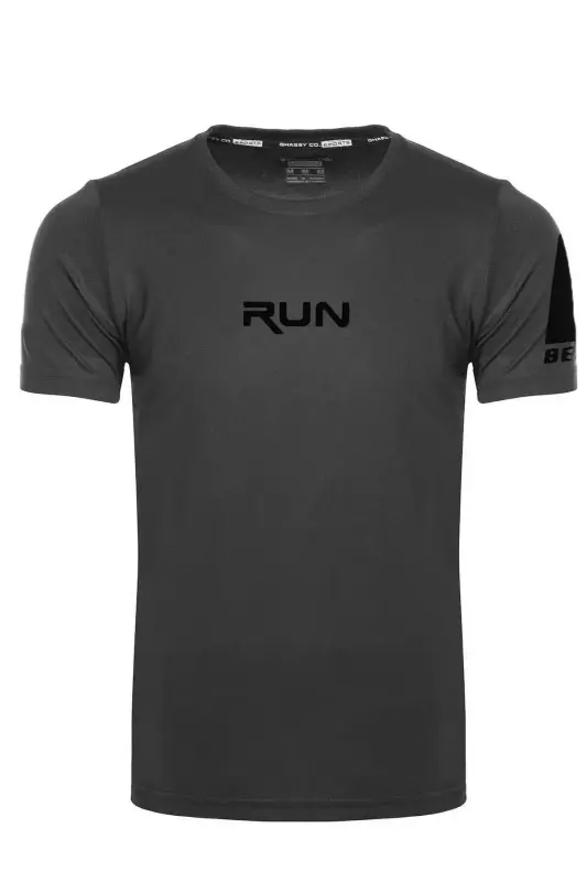 Ghassy Co. Erkek Nem Emici Hızlı Kuruma Performans Running Spor T-shirt - FÜME - 2