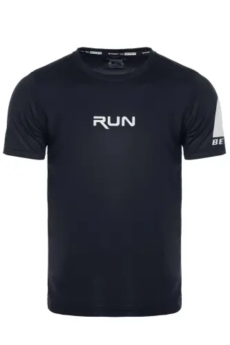 Ghassy Co. Erkek Nem Emici Hızlı Kuruma Performans Running Spor T-shirt - LACİVERT - Ghassy Co (1)