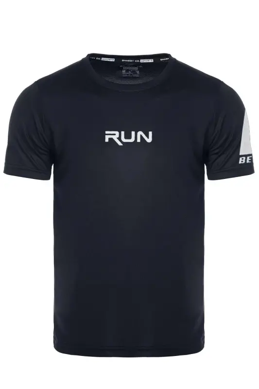Ghassy Co. Erkek Nem Emici Hızlı Kuruma Performans Running Spor T-shirt - LACİVERT - 2