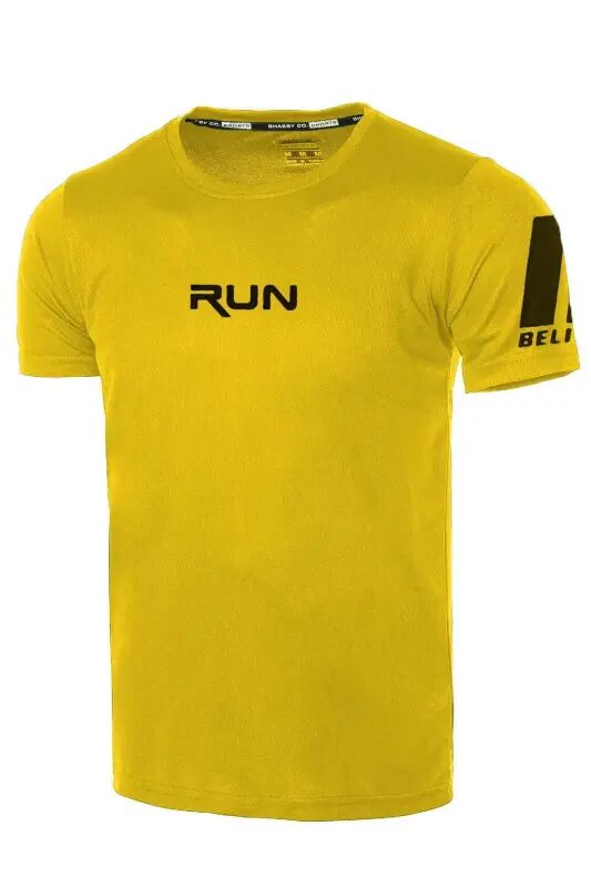 Ghassy Co. Erkek Nem Emici Hızlı Kuruma Performans Running Spor T-shirt - SARI - Ghassy Co