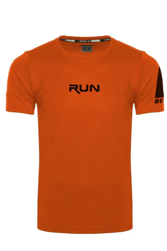 Ghassy Co. Erkek Nem Emici Hızlı Kuruma Performans Running Spor T-shirt - TURUNCU - 2