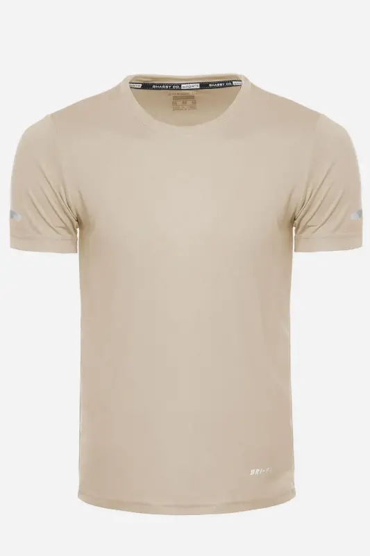 Ghassy Co. Men's Moisture Wicking Quick Dry Athletic Tech Performance Sports T-shirt-BEIGE - 2