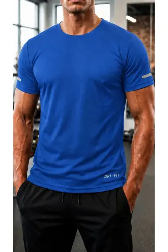 Ghassy Co. Men's Moisture Wicking Quick Dry Athletic Tech Performance Sports T-shirt-BLUE 