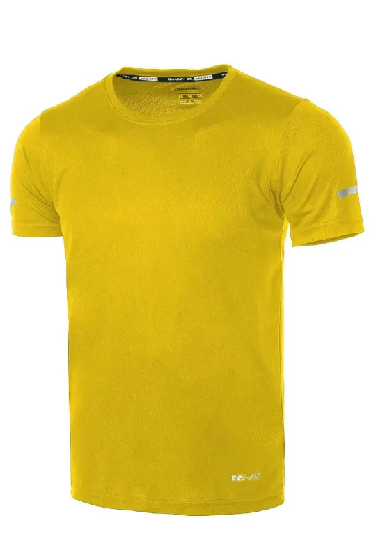 Ghassy Co. Men's Moisture Wicking Quick Dry Athletic Tech Performance Sports T-shirt-YELLOW - 1