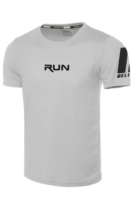 Ghassy Co. Men's Moisture Wicking Quick Dry Performance Running Sports T-shirt-LIGHT GRAY - 1