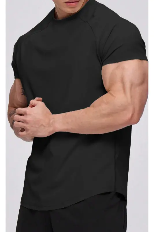 Ghassy Co. Men's Running Sports Raglan Oval Cut Cotton T-shirt - 1